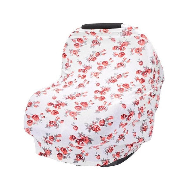 Floral Print Baby Nursing Privacy Cover - Soft Breastfeeding Scarf for Stroller and Car Seat