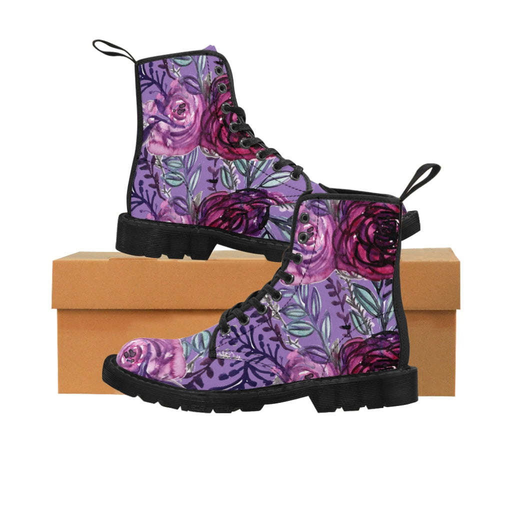 Purple Rose Flower Women's Boots - Vintage Style Winter Boots for Ladies