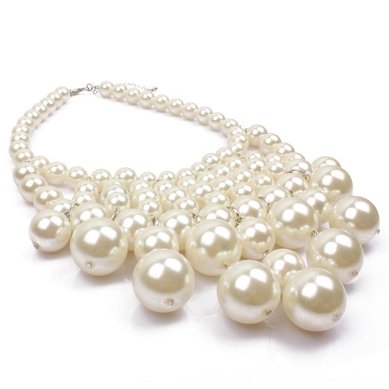 Elegant Hyperbole White Simulated Pearl Choker Necklace for Women