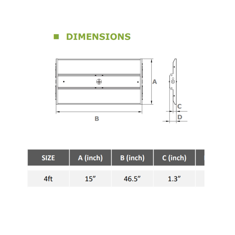 Bright 4ft 255W LED Linear High Bay Shop Light - 31875Lm High Lumen Output, Energy Efficient Commercial Lighting
