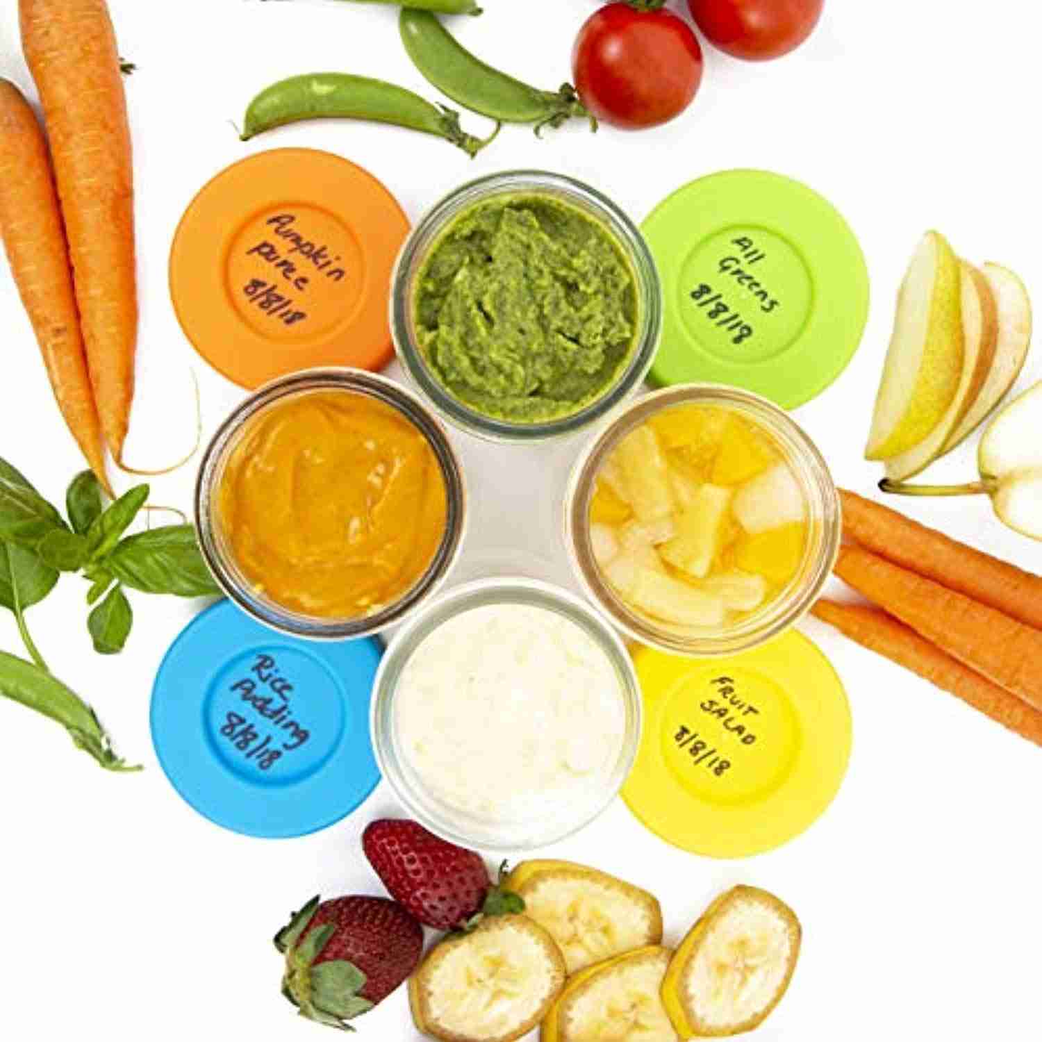 Glass Baby Food Storage Containers Set - 4oz & 8oz Jars with Airtight Lids