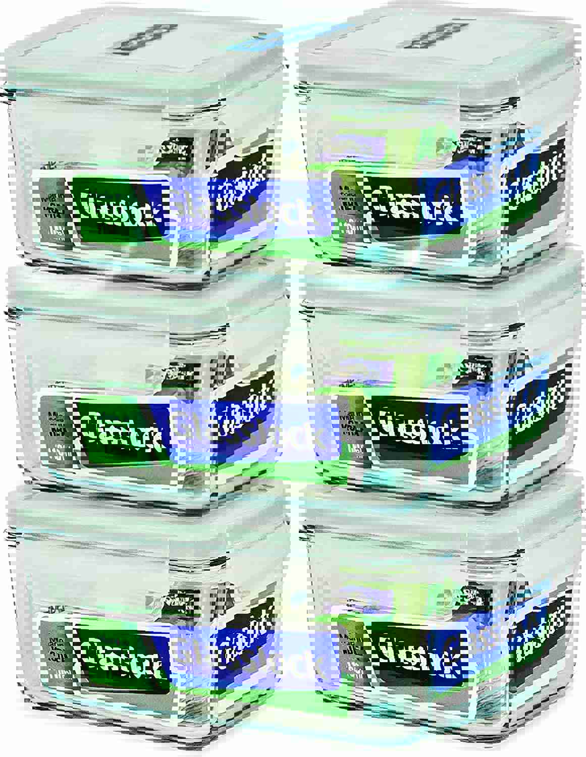 Glasslock Food-Storage Container with Locking Lids Microwave Safe Rectangular 37oz/1100ml Pack of 3