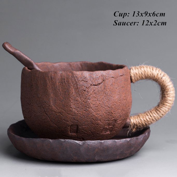 Thick Ceramic Mug With Lid Spoon - Large-capacity Japanese Coffee Cup