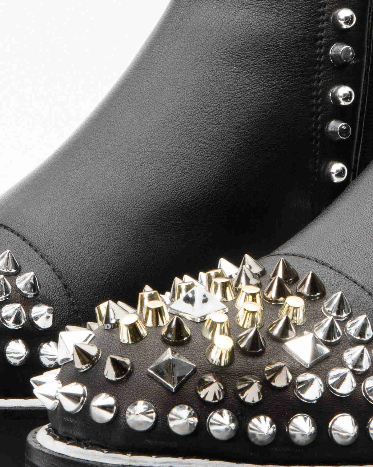 Vuvulane Black Spike Leather Ankle Women Boot