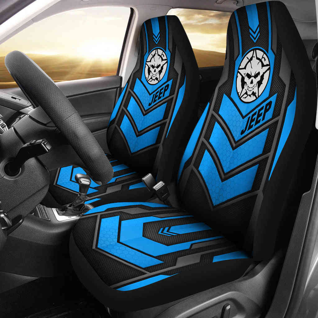 Jeep Skull Cosmos Blue Custom Car Seat Covers - Ci220602-14