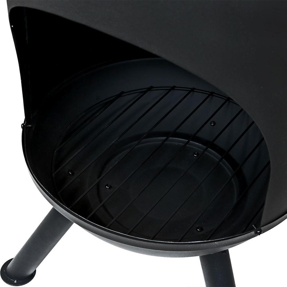 Sunnydaze 60 Chiminea Outdoor Wood-burning Fire Pit Black Steel with Fire Poker