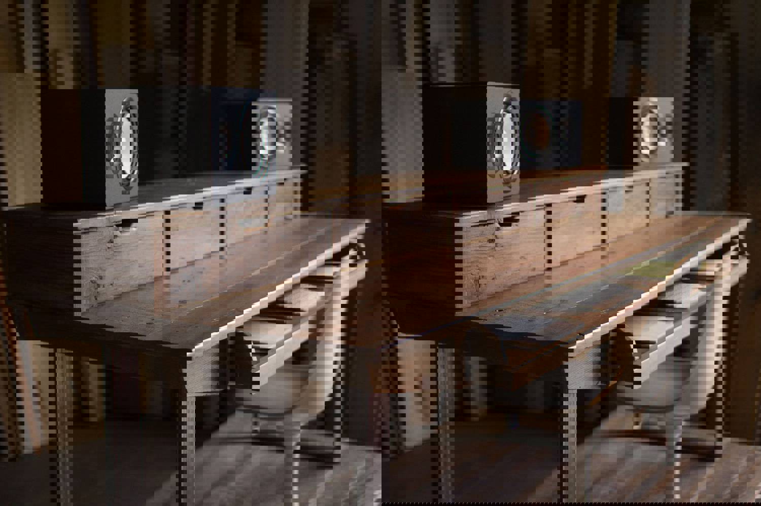 Monkwood SD88 Studio Desk in Rustic Reclaimed Wood for Audio/Video/Music/Film Production