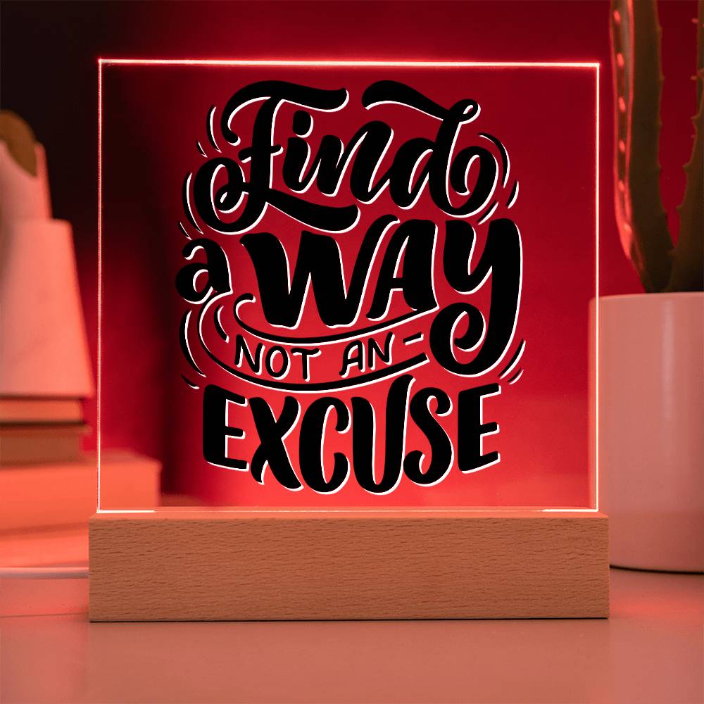Find A Way - Motivational Acrylic with LED Night Light - Inspirational Home Decor - Encouragement Gift