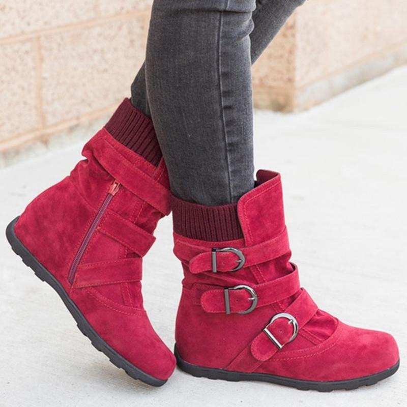 Comfortable Women Buckle Strap Platform Ankle Boots