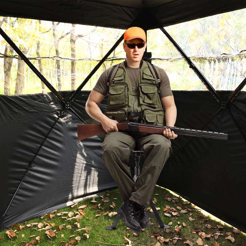 360° Camo Swivel Hunting Chair with Adjustable Height and Detachable Backrest