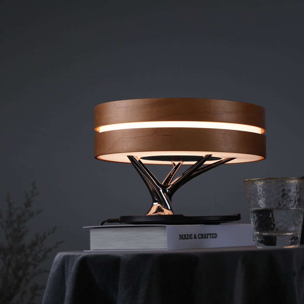 Round Intelligent Music Bluetooth Speaker Bed Lamp with WiFi and Wireless Charging