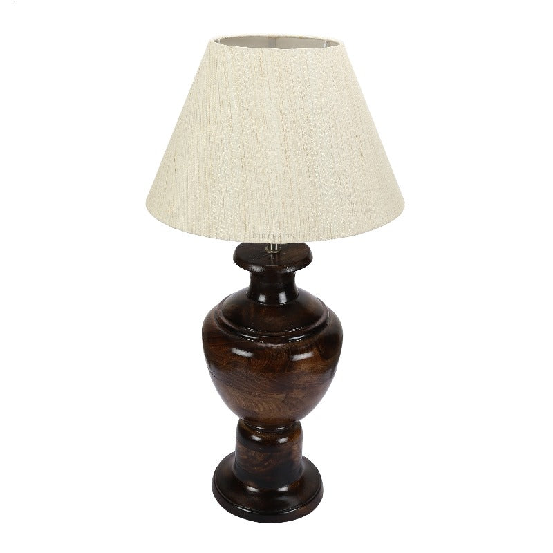 BTR CRAFTS Spotted Wooden Big Matki Table Lamp (Bulb not Included)