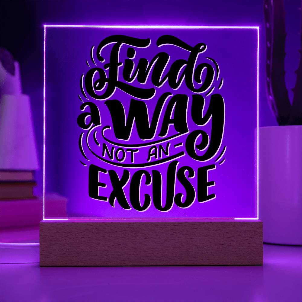 Find A Way - Motivational Acrylic with LED Night Light - Inspirational Home Decor - Encouragement Gift