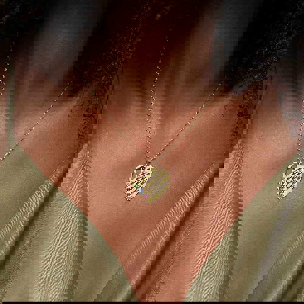 Custom Text Heart-shaped Colorful Necklace Personalized Silver Name Necklace Jewelry Design for Mother's Day Gift