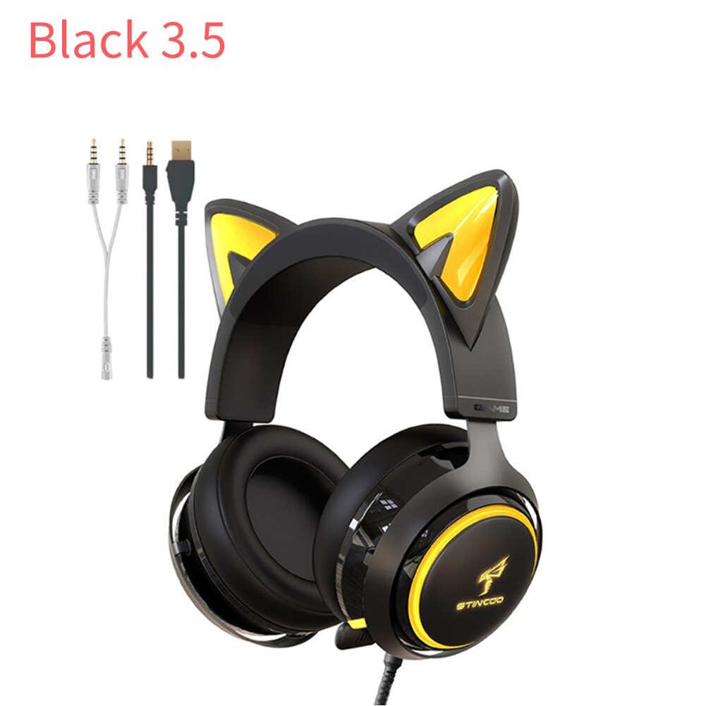 Luminous Cat Ears Headphones with Magic Touch Light Effect