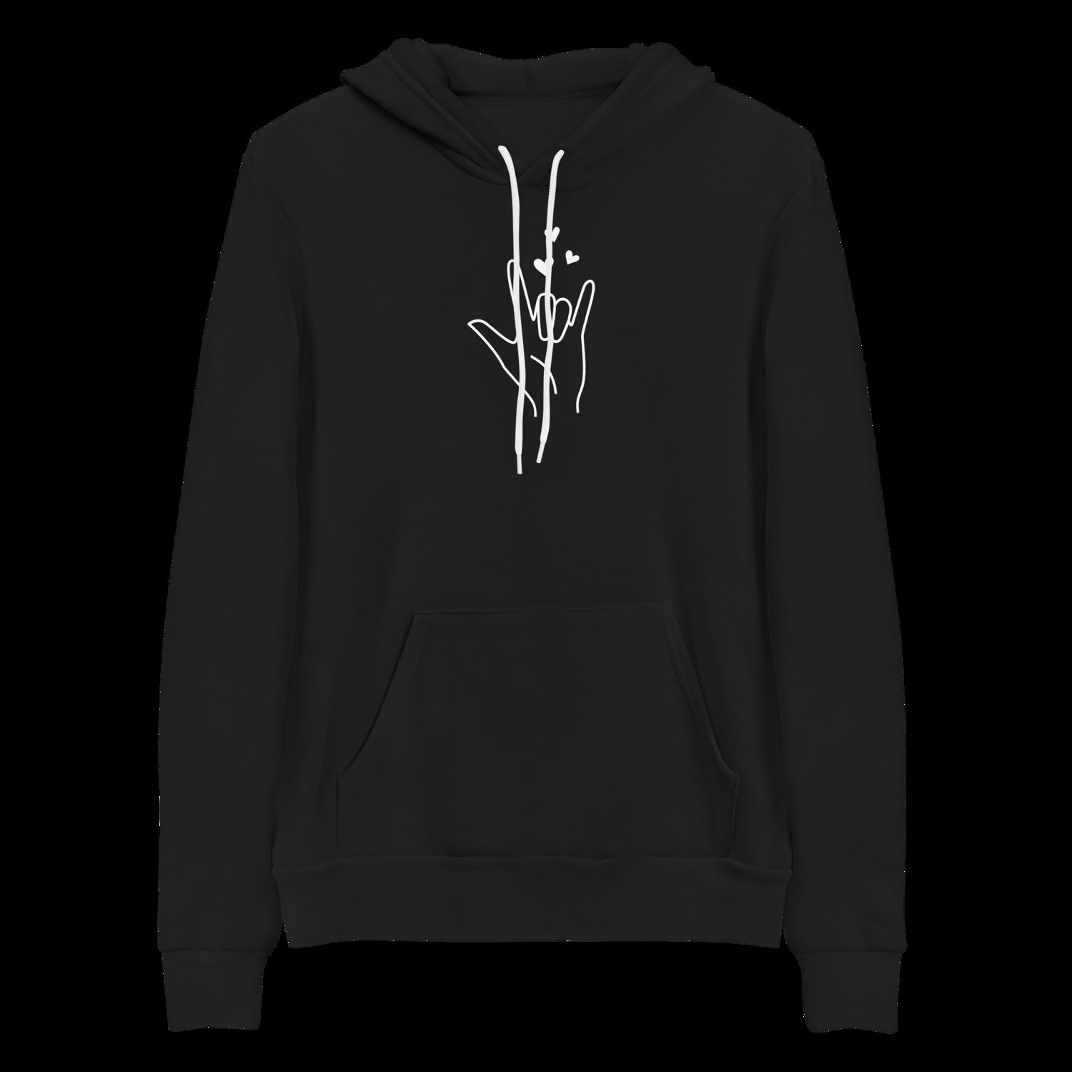 ILY (Bella Hoodie) - Soft Black Hoodie with White Print