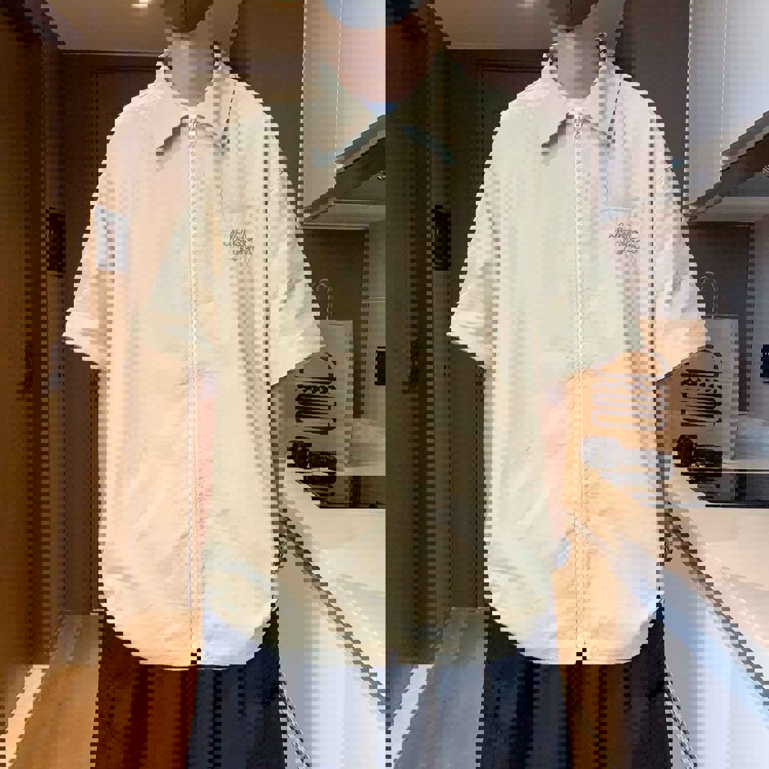 Men's Korean Fashion Short Sleeve Letter Embroidery Loose Tops Shirt