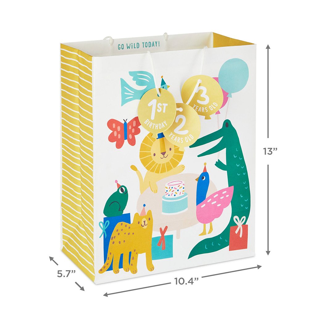 Hallmark 13 Zoo Animals Large Birthday Gift Bag