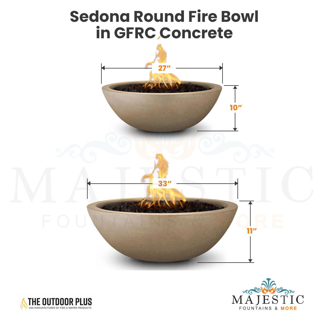 Outdoor Plus Sedona Round Fire Bowl in GFRC Concrete with Free Cover