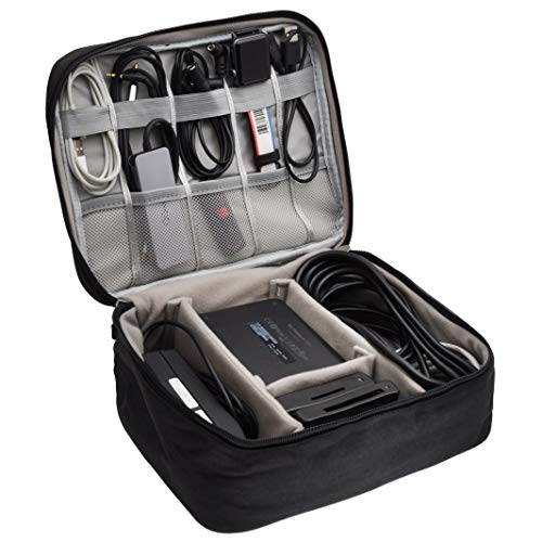 UNIS Black Electronic Organizer Carry Bag for Accessories, Chargers, USB, and Camera Hardware