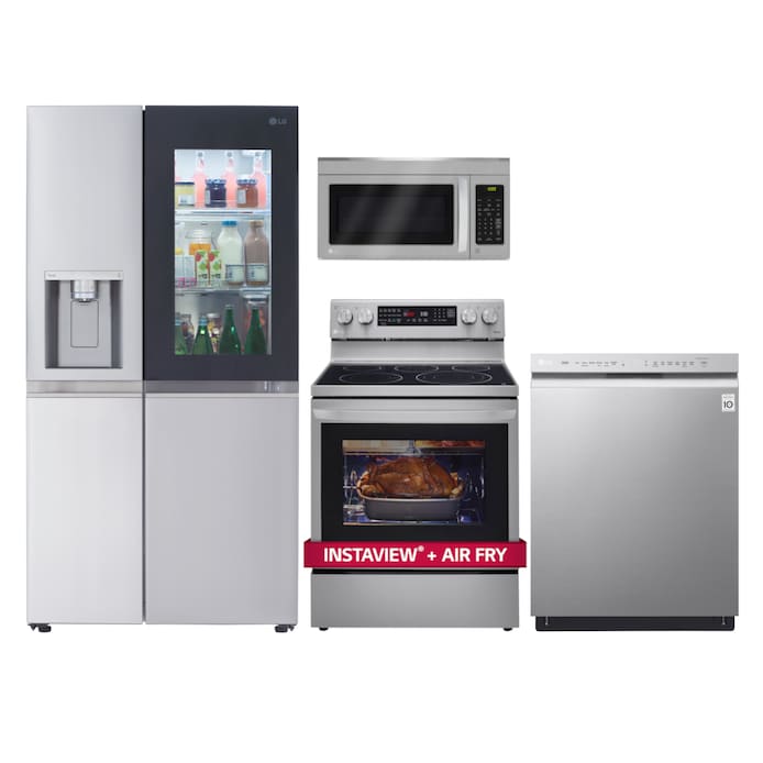 LG Side-by-Side Refrigerator & Electric Range Suite with ThinQ Technology