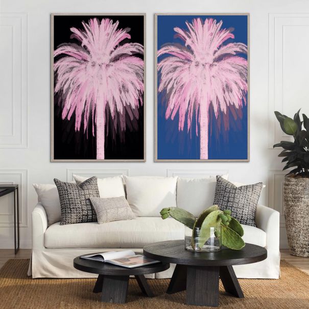 Natural Curiosities Pink and Blue Palms Art - Modern Tropical Home Decor