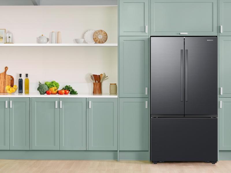 SAMSUNG 32 cu. ft. Mega Capacity 3-Door French Door Refrigerator with Dual Auto Ice Maker in Matte Black Steel
