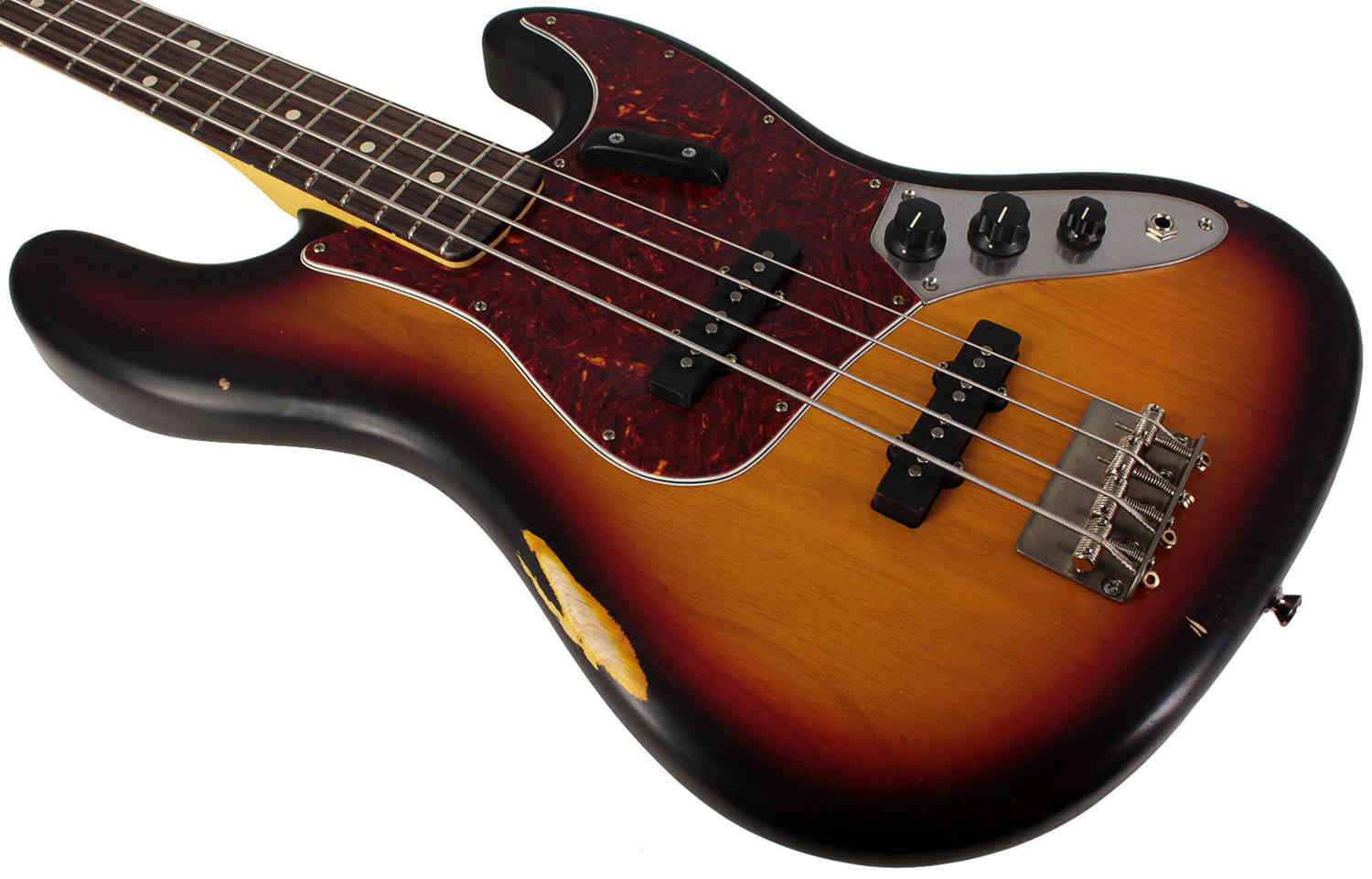 Nash JB-63 Bass Guitar, 3-Tone Sunburst, Light Aging