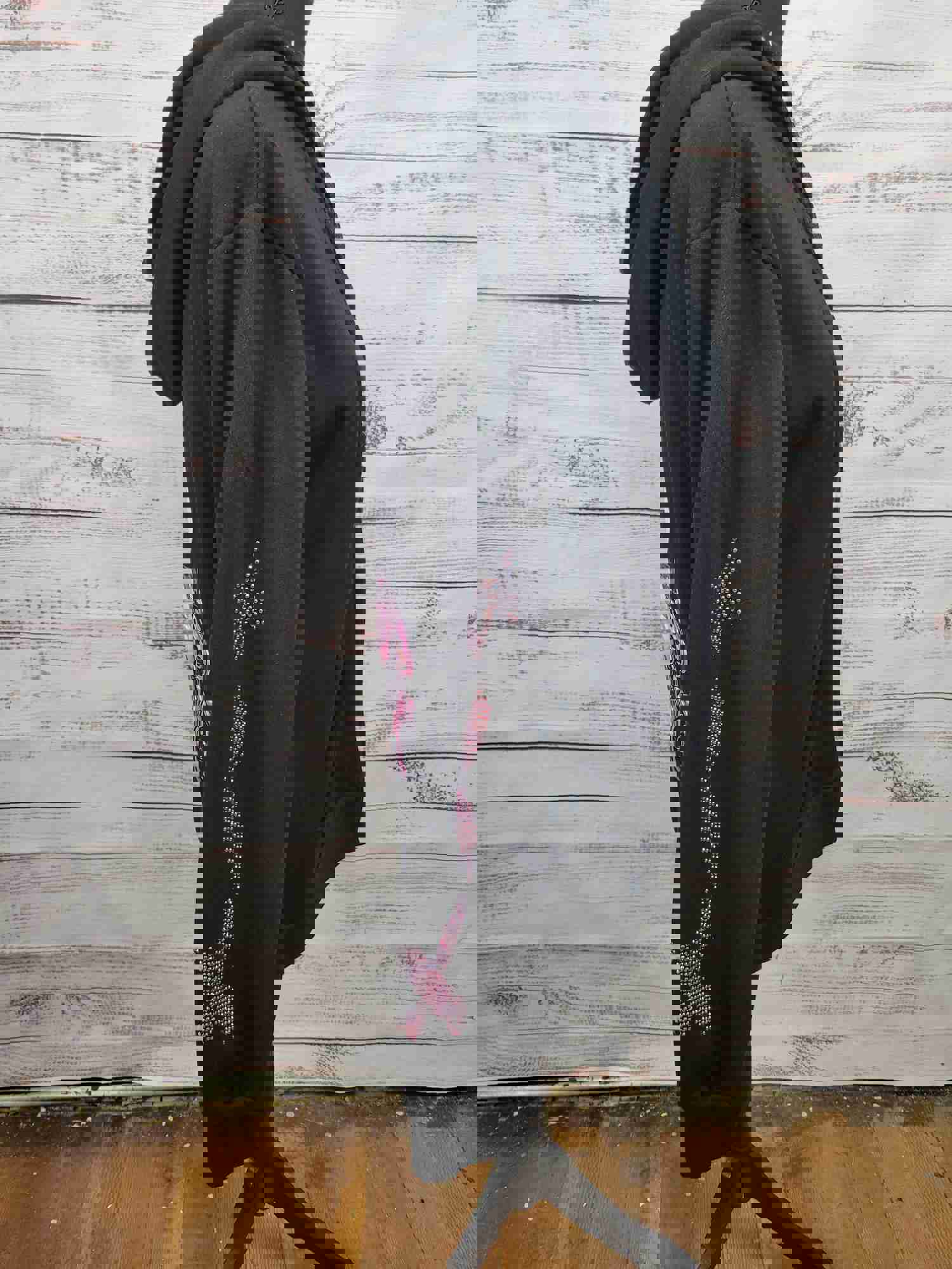 Outlaw Faith Wear Motorcycle with Cancer Ribbon Black Hoodie