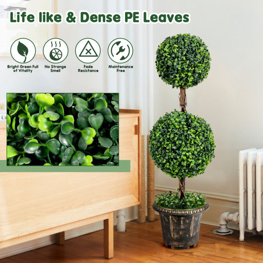 36 Inch Artificial Double Ball Tree for Indoor and Outdoor Use with UV Protection