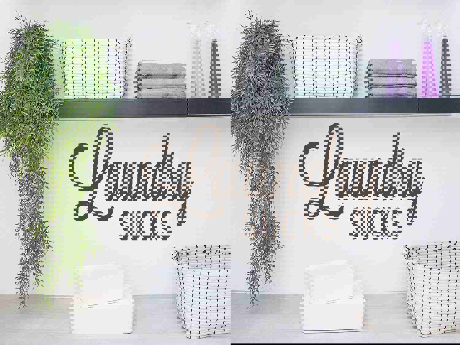 Laundry Sucks Cursive Wall Decal for Laundry Room