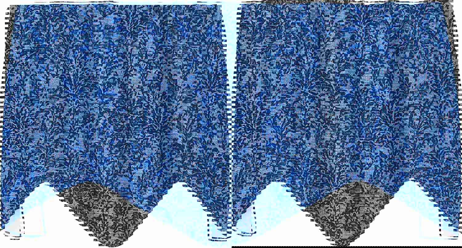 Tommy Bahama Blue Batik Valance Curtains for Kitchen & Living Room - 53 x 18, Made in USA