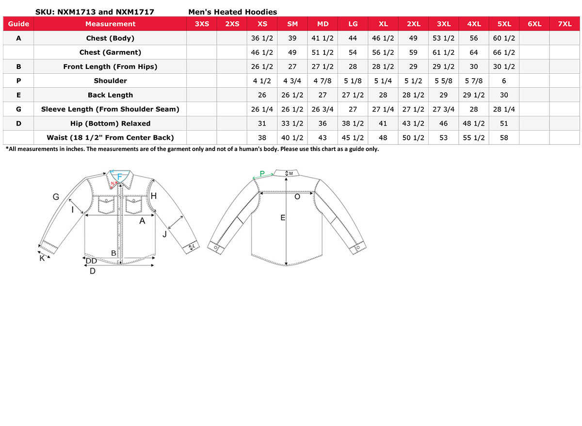 Nexgen Heat MPM1713SET12v Men's Black Heated Front Zipper Hoodie Jacket with Rechargeable Battery Pack