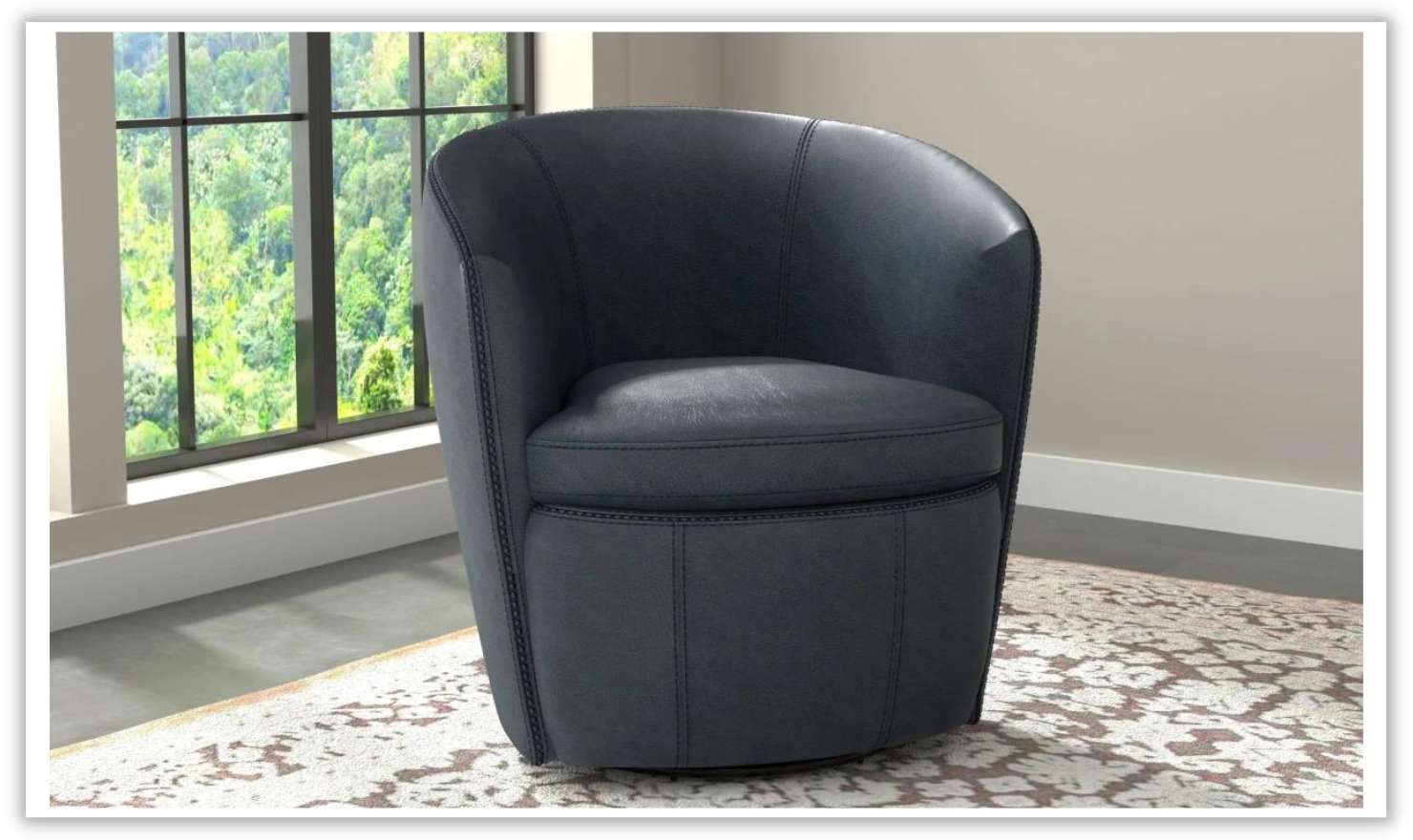 Barolo Leather Swivel Club Chair by Jennifer Furniture