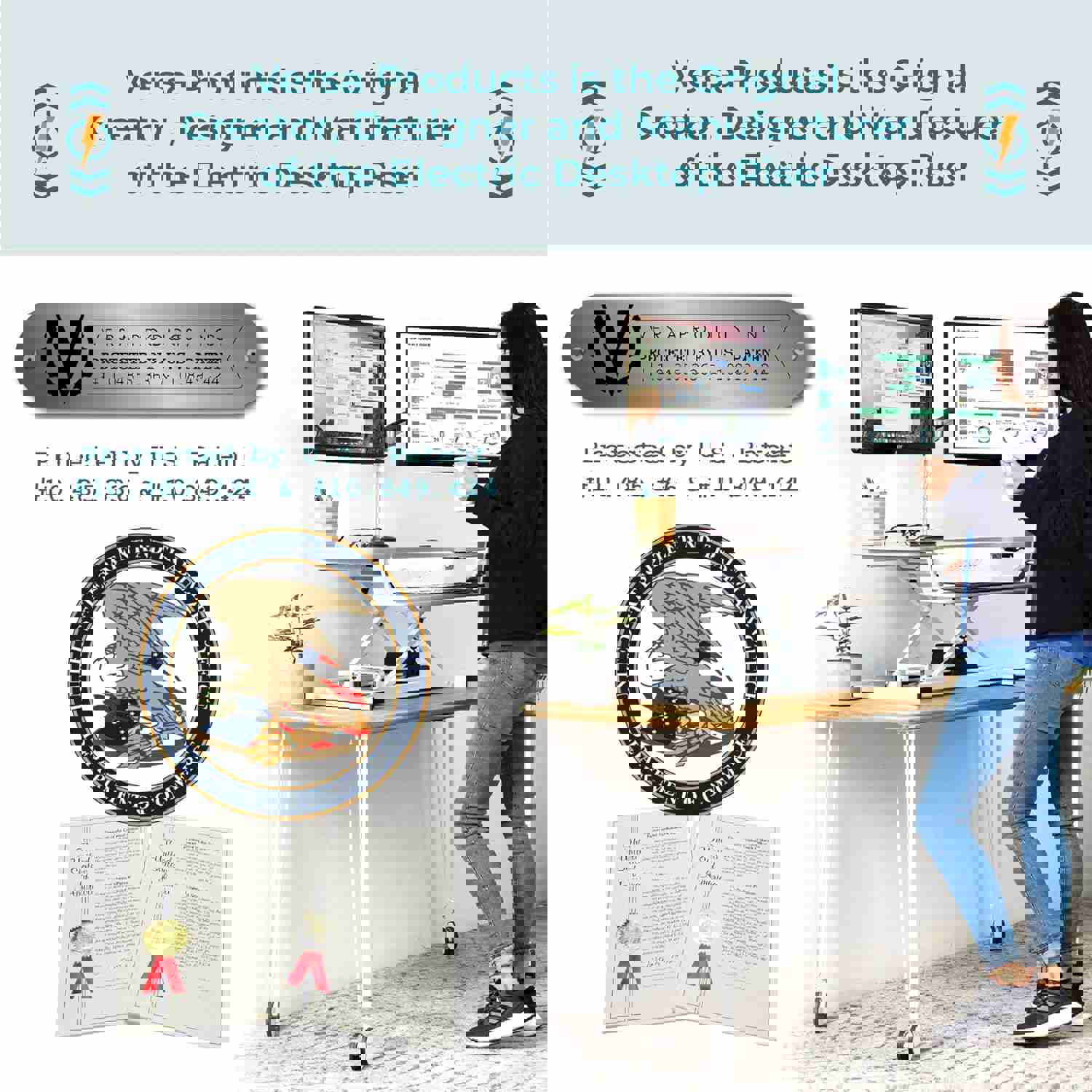 VersaDesk UltraLite Electric Standing Desk Converter - 36 Inch Height Adjustable with Keyboard Tray & USB Charging