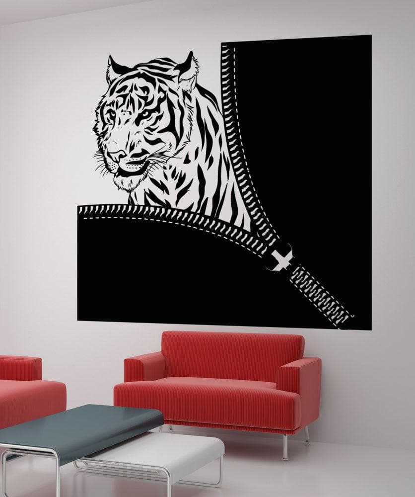 Vinyl Wall Decal Sticker Tiger Zipper #OS_AA1364