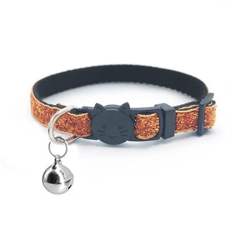 Adjustable Cat Collar with Bell - Solid Color Pet Collar for Cats and Small Dogs
