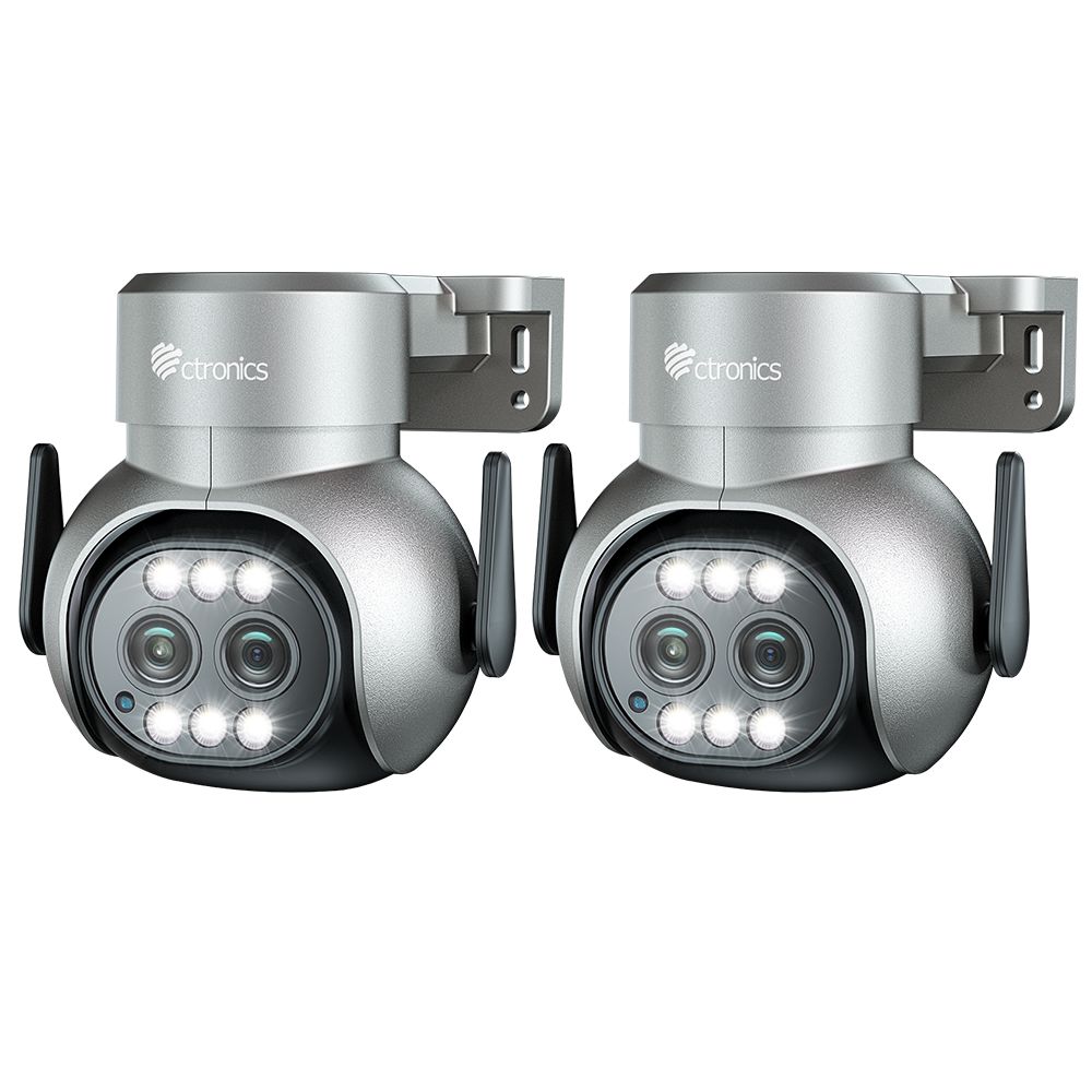 Ctronics 2.5K 4MP Dual Lens Security Camera with 6X Hybrid Zoom & Auto Tracking