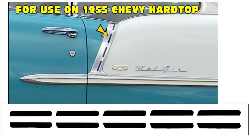 1955 Classic Chevy Hardtop Upper Paint Divider Insert Decal Kit