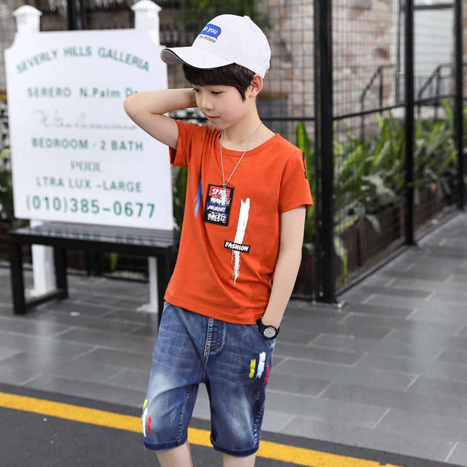 Sport Suits for Teenage Boys - Summer Clothing Sets with Short Sleeve T-Shirt & Pants (3-13 Years)