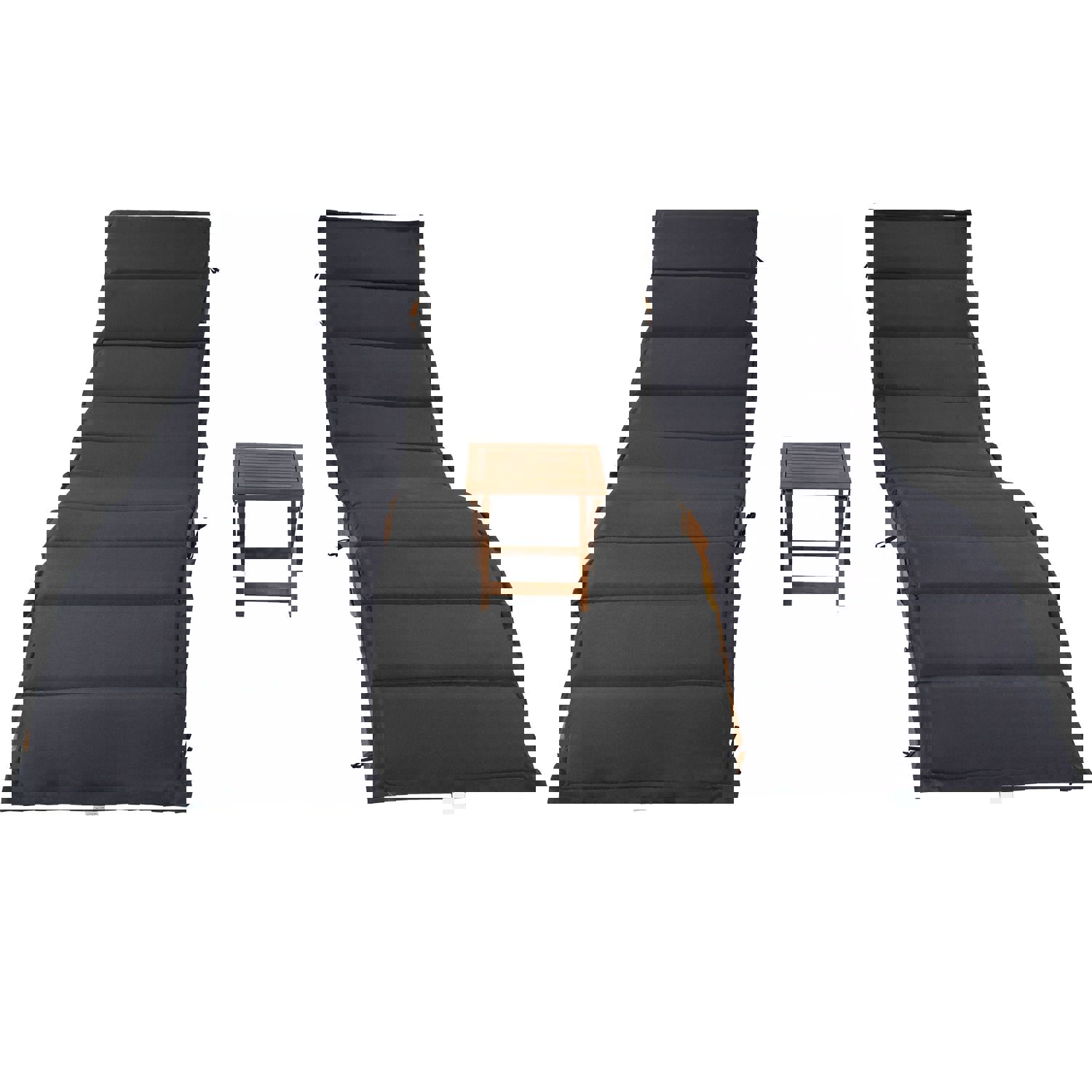 TOPMAX Outdoor Patio Wood Portable Extended Chaise Lounge Set with Foldable Tea Table