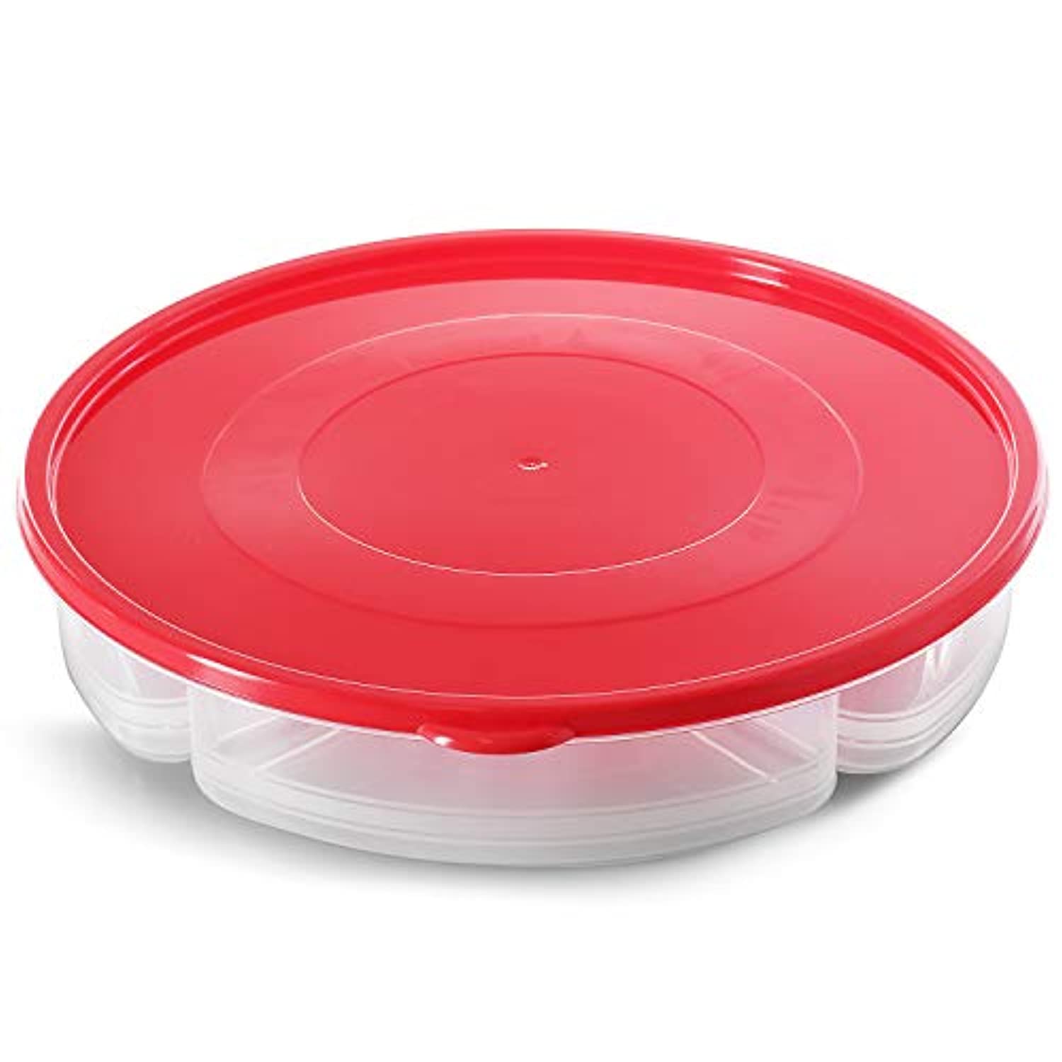Zilpoo 2 Pack - 6 Compartment Round Plastic Food Storage Container with Lid