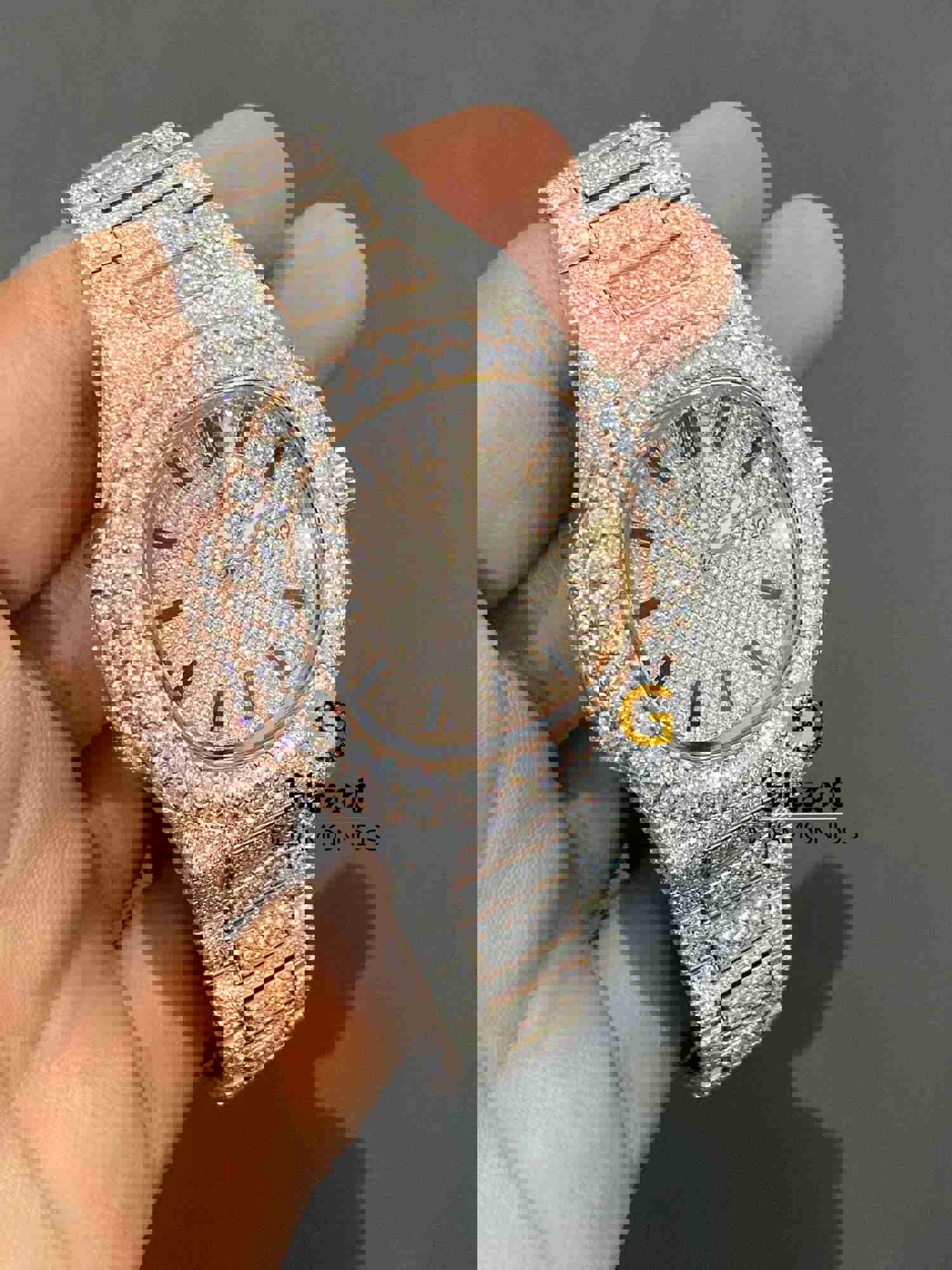 Two Tone Rose Luxury Moissanite Diamond Rapper Watch