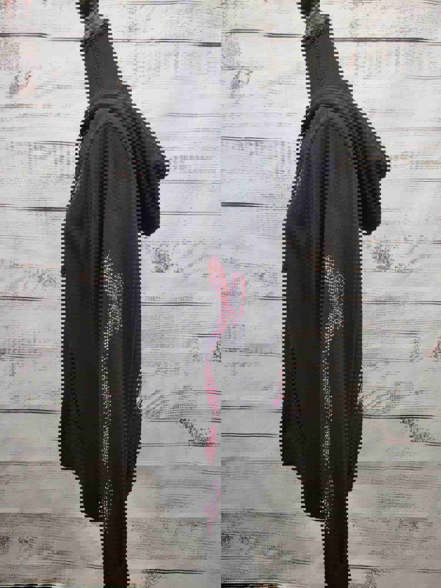 Outlaw Faith Wear Motorcycle with Cancer Ribbon Black Hoodie