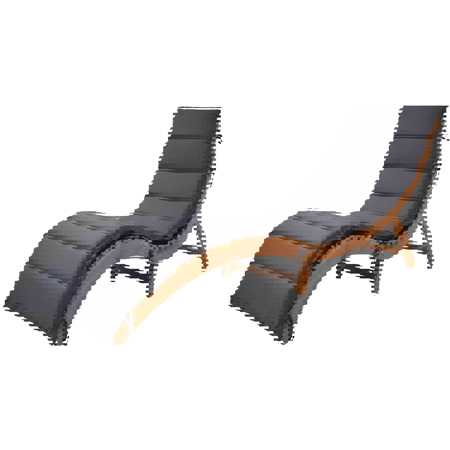 TOPMAX Outdoor Patio Wood Portable Extended Chaise Lounge Set with Foldable Tea Table