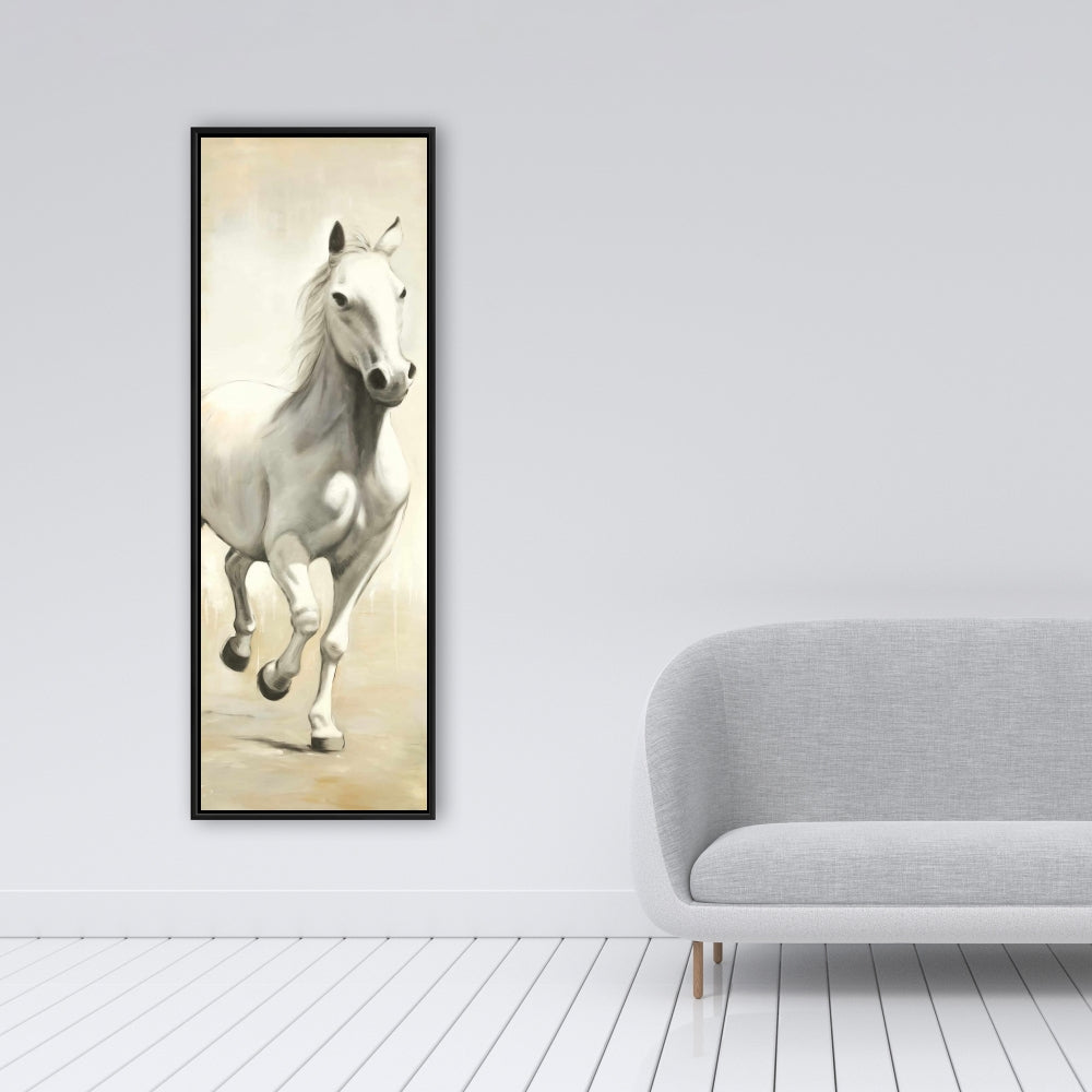 Gallant White Horse Fine Art Gallery Wrapped Canvas 16x48