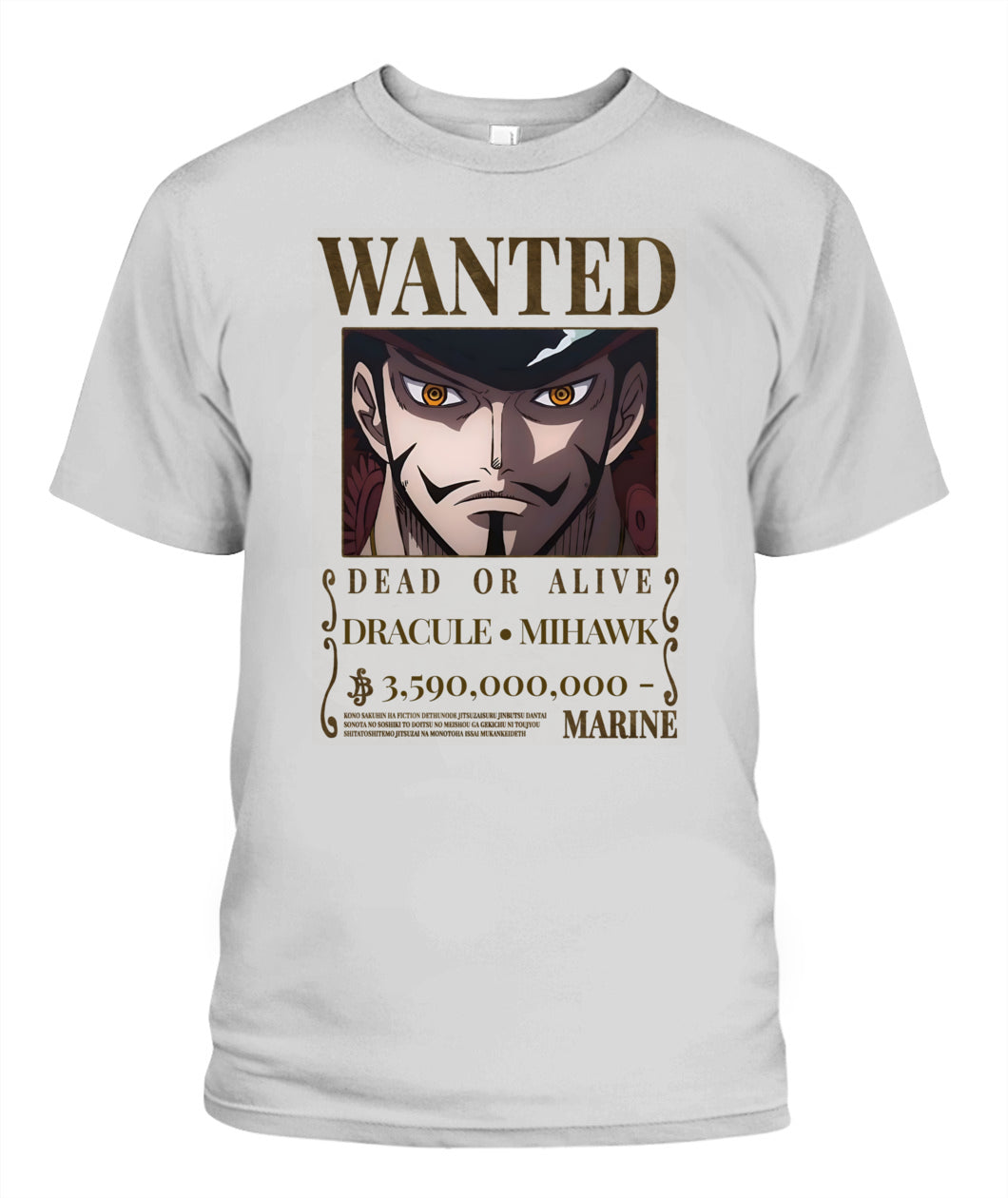 Mihawk Wanted Custom Graphic Unisex Cotton T-Shirt