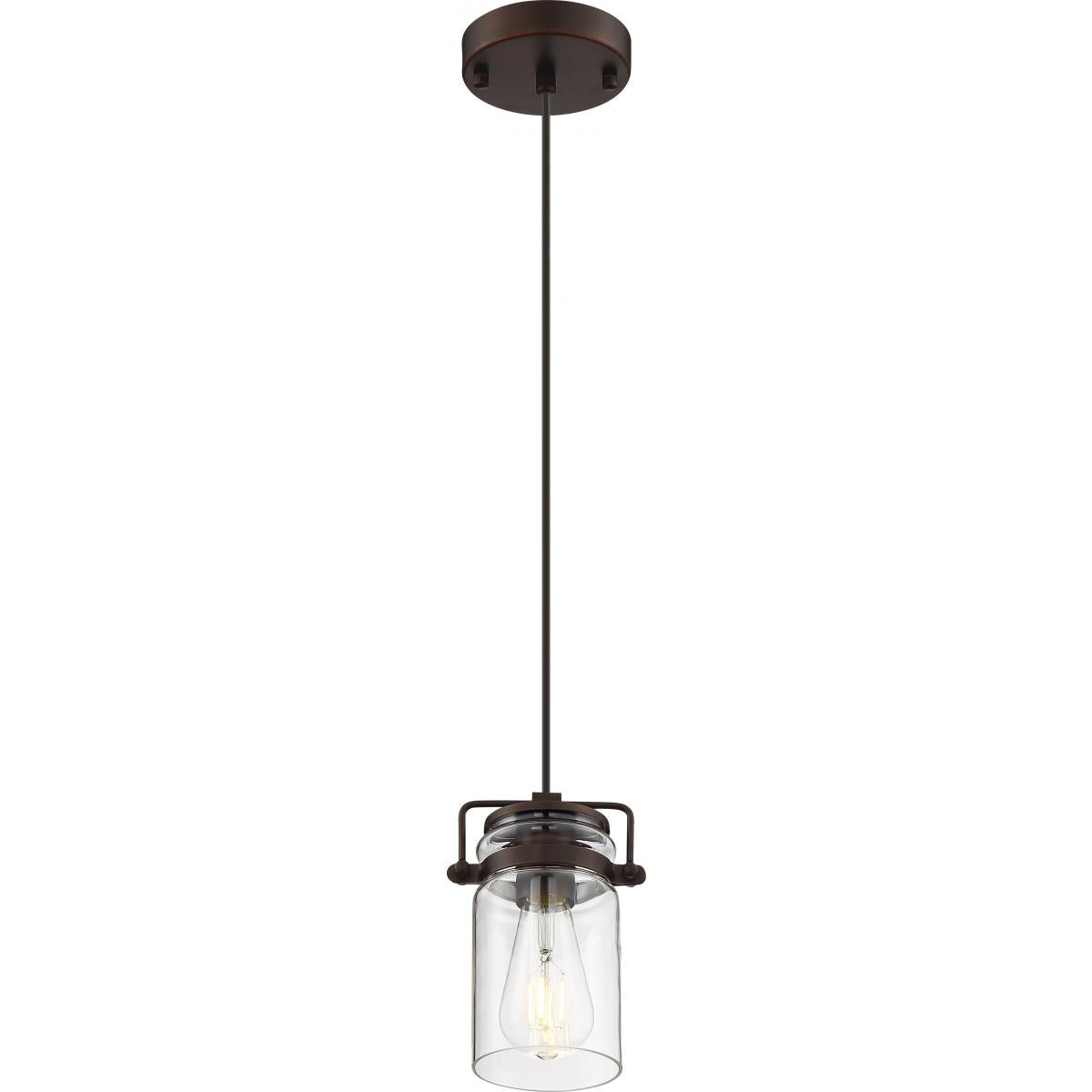 Antebellum 1 LT Mini Pendant with Clear Glass and Mahogany Bronze Finish