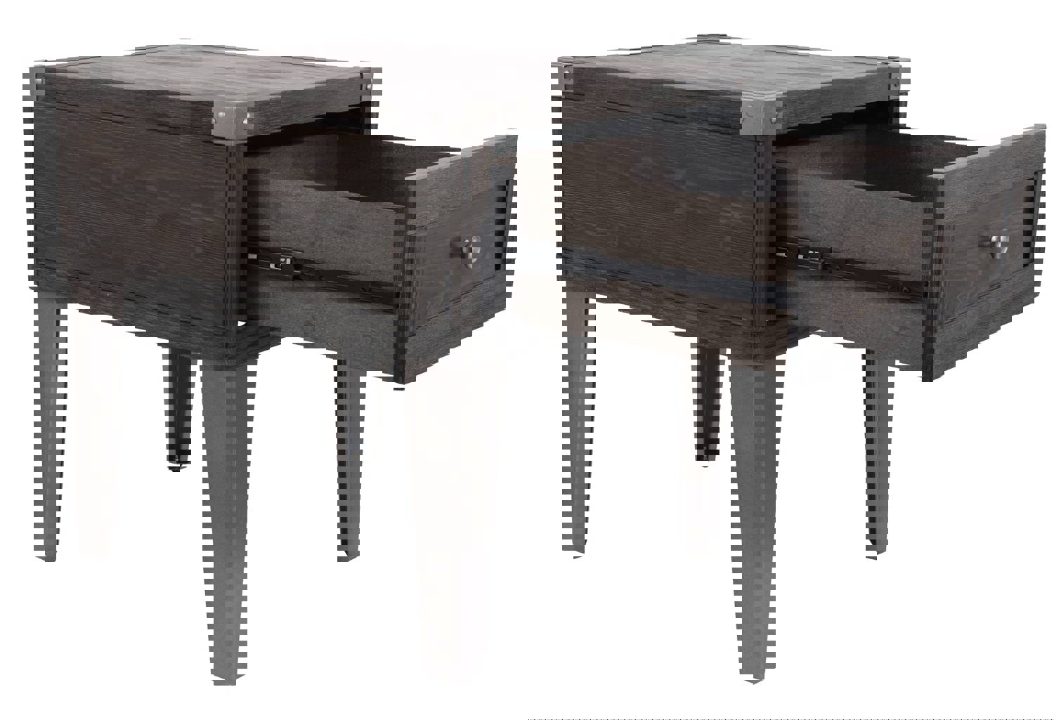 Todoe Rectangular End Table - Rustic-Industrial Style with USB Charging