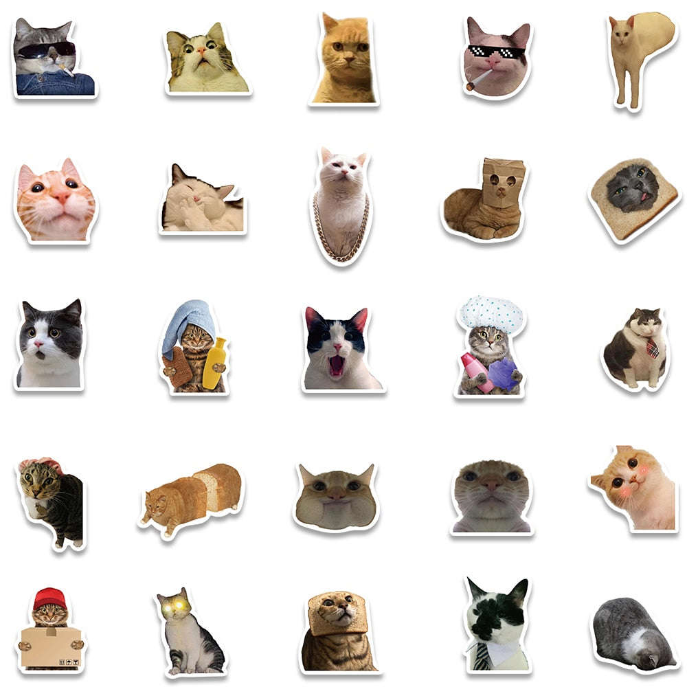 10/30/50/100pcs Cute Dog Cat MEME Funny Animals Stickers Aesthetic Decals for Notebook, Laptop, and Kids